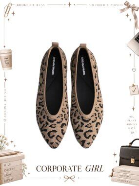 Women's Pointed Toe Knit Ballet Flats Cushioned Comfort Washable